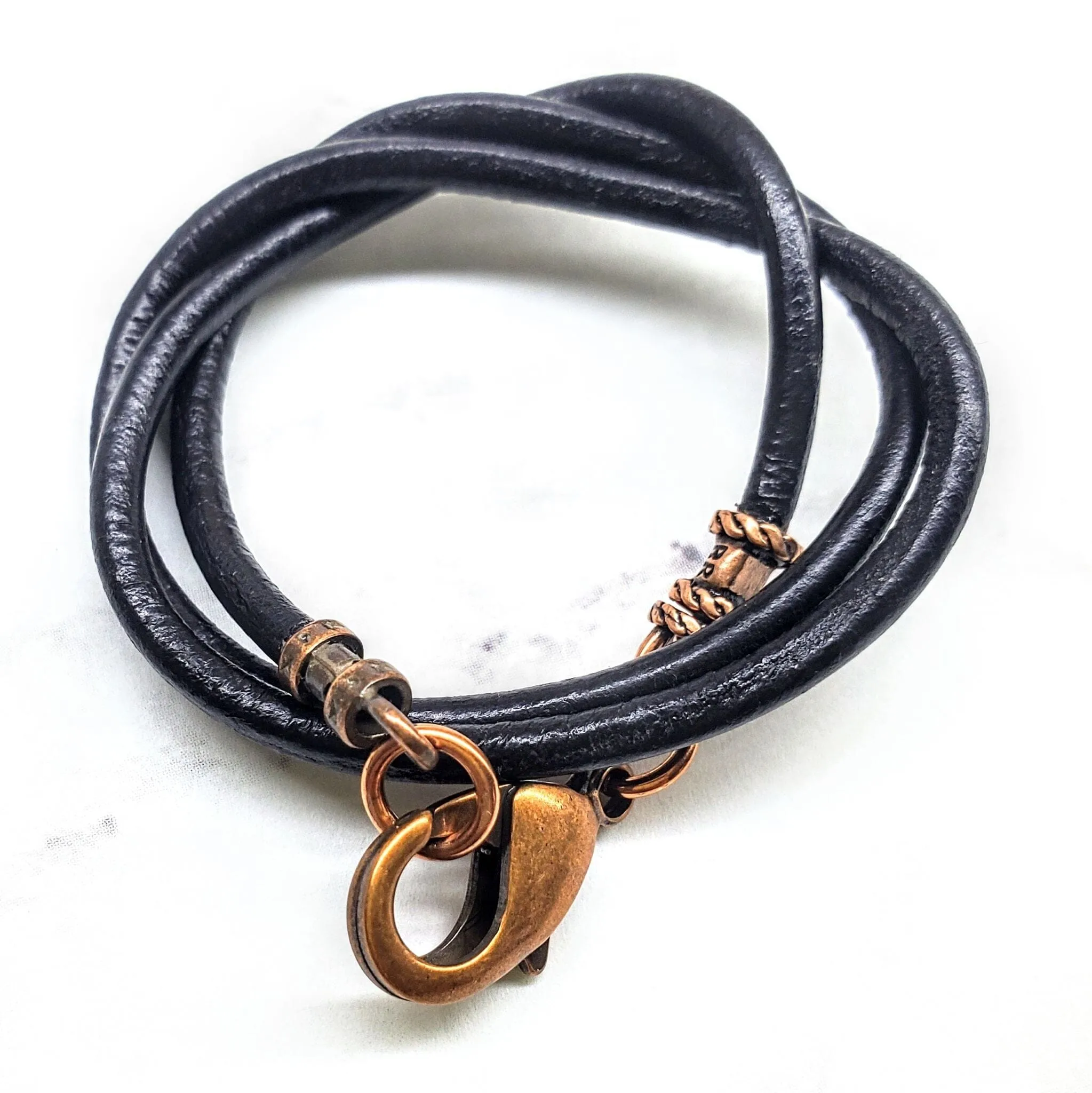 Handmade Various Lengths Single Smooth Black Leather Necklaces