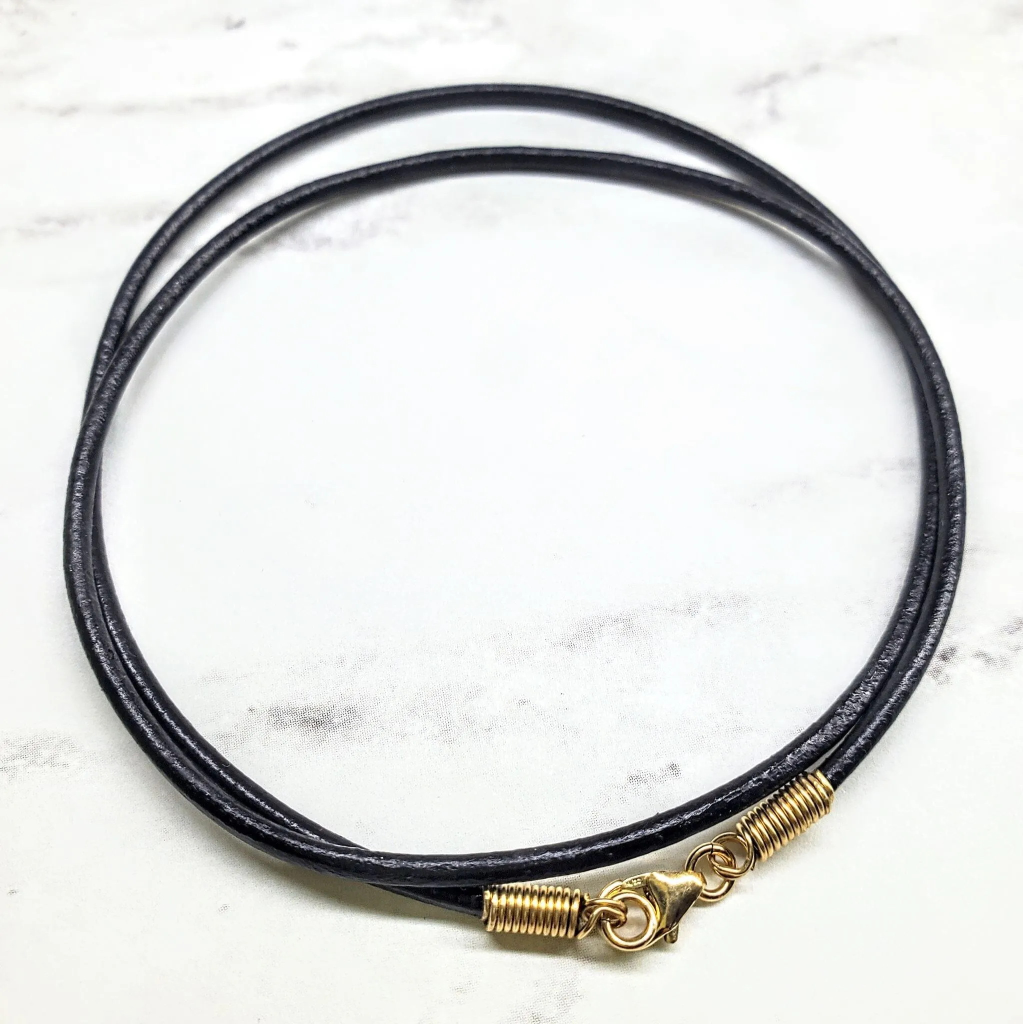 Handmade Various Lengths Single Smooth Black Leather Necklaces