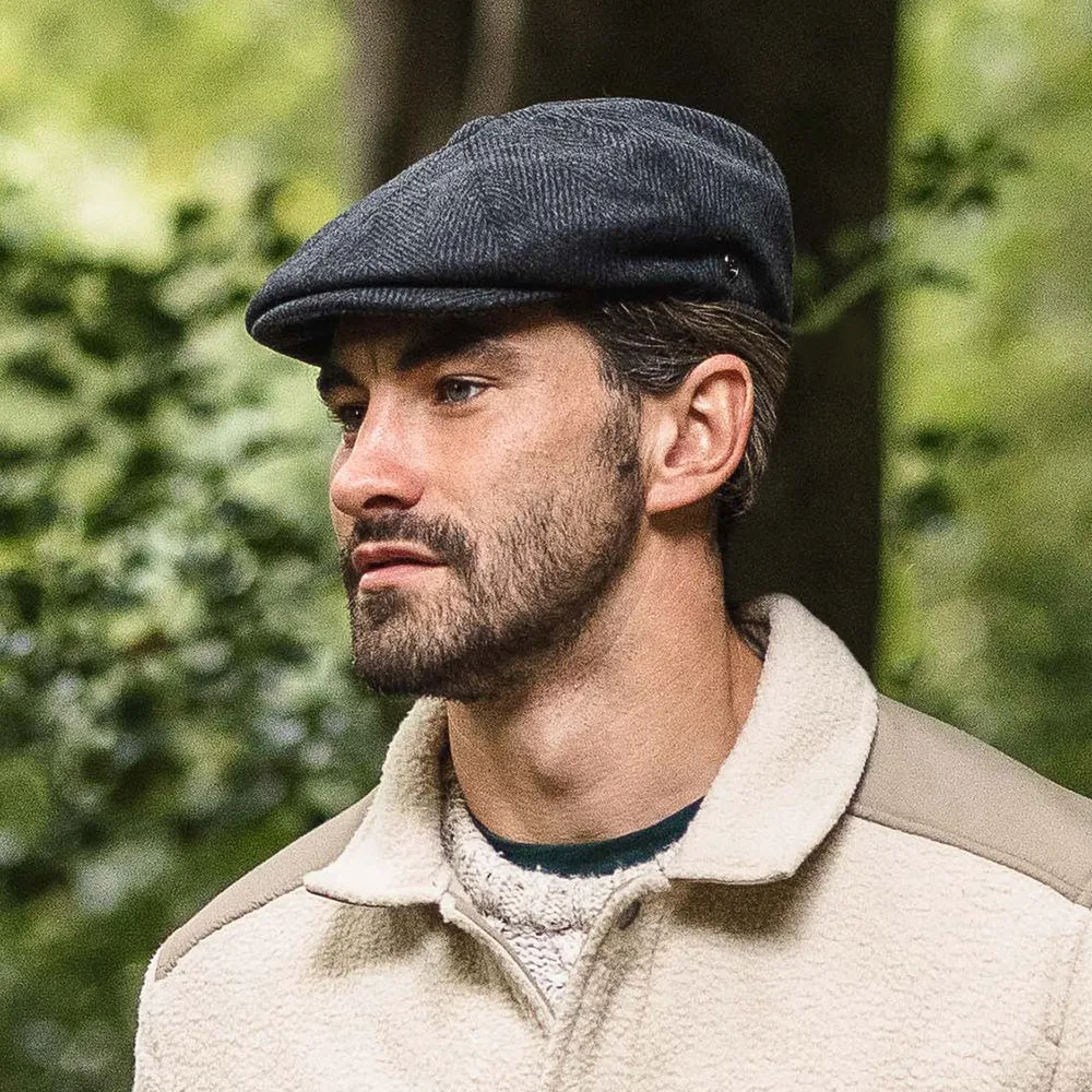 Herringbone Newsboy Cap - Charcoal