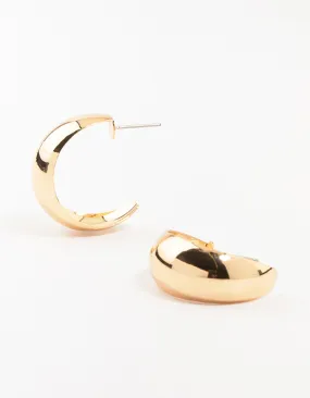 Hollow Wide Gold Hoop Earrings