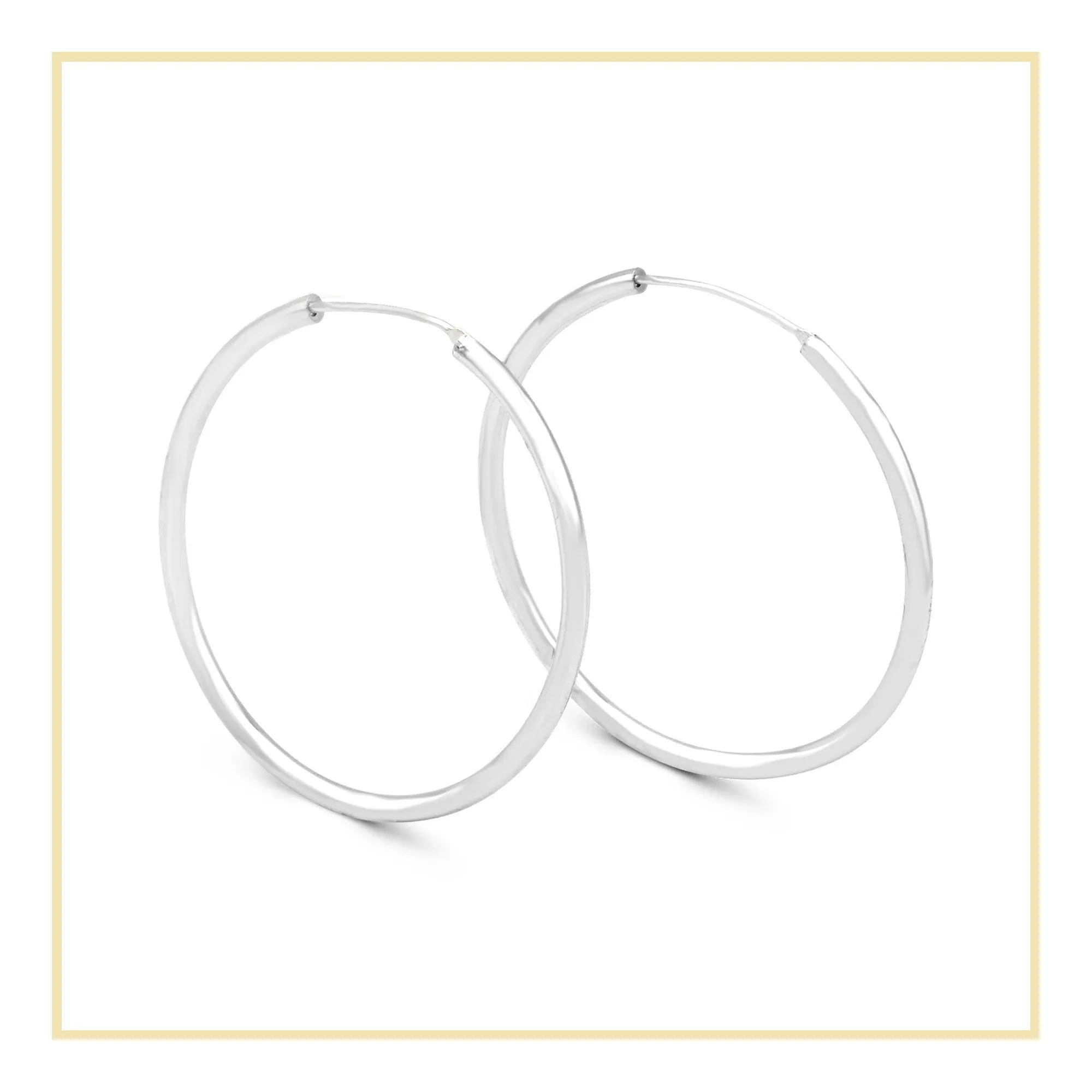 Hoop Earrings 25 - 70 mm Silver Large Hip Hop Hoops Fashion Ear Jewelry 2 mm Thick