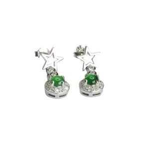 Ice Green Jade Star Earrings crafted in Sterling Silver