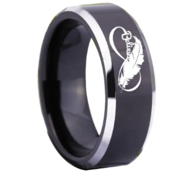 Infinity Black Tungsten Men's Ring - Symbol of Everlasting Strength, Black Tungsten Ring, Men's Infinity Ring, Durable Wedding Band