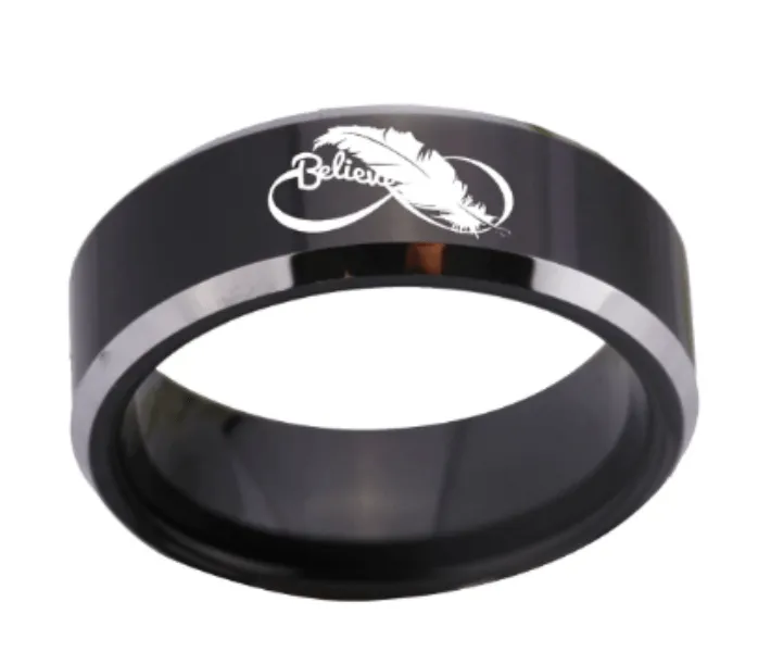 Infinity Black Tungsten Men's Ring - Symbol of Everlasting Strength, Black Tungsten Ring, Men's Infinity Ring, Durable Wedding Band