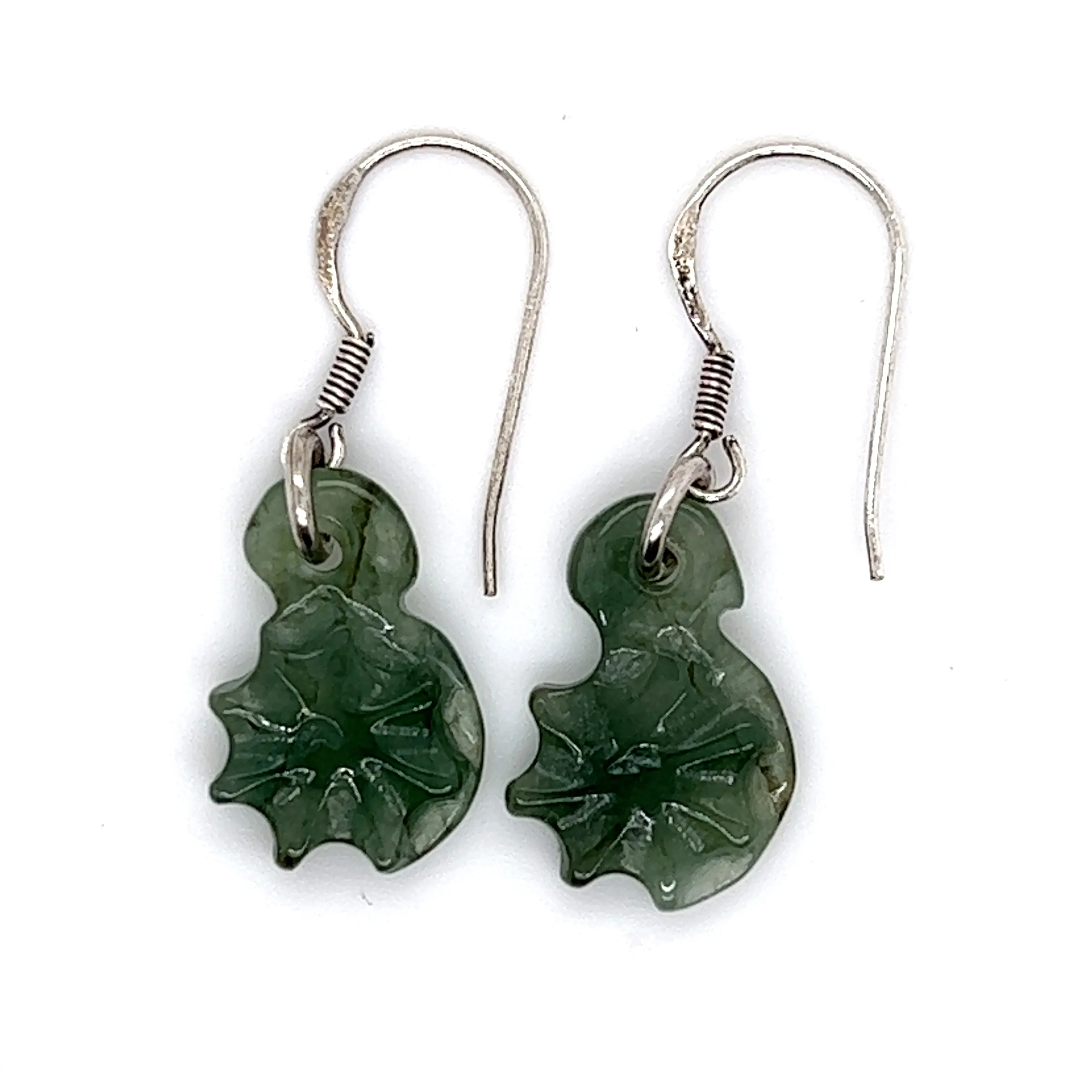 Jade 925 Sterling Silver Hook Earrings