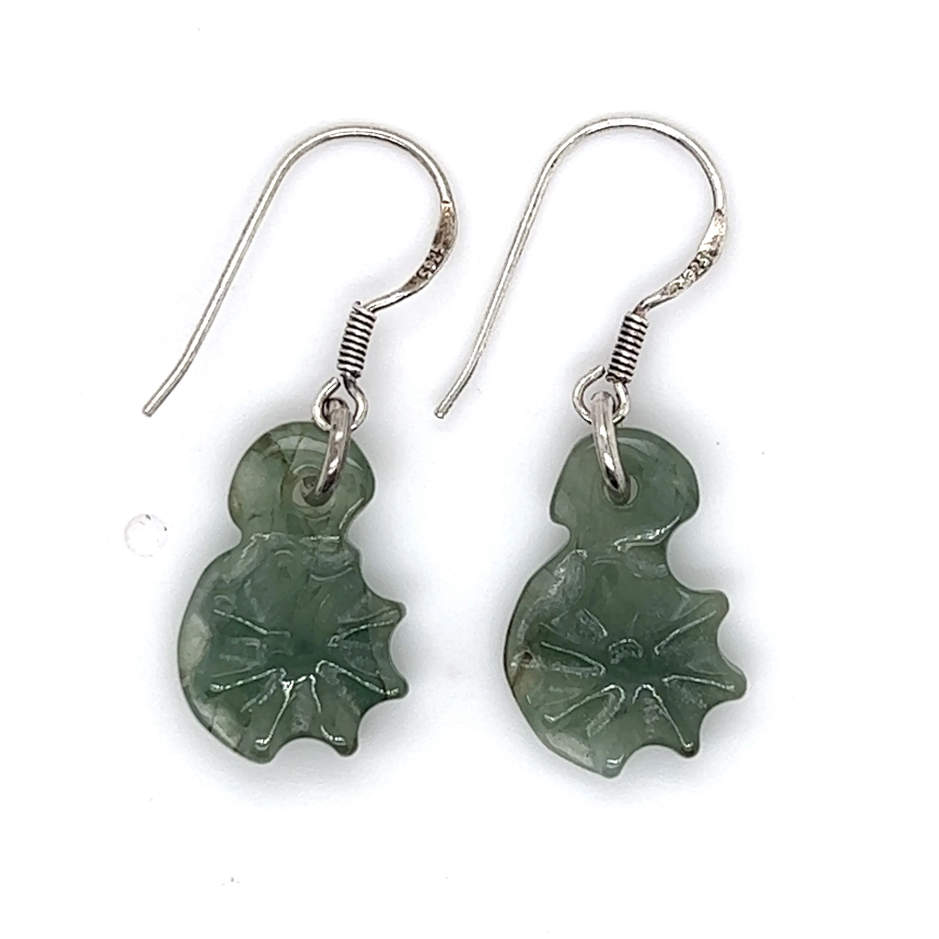 Jade 925 Sterling Silver Hook Earrings