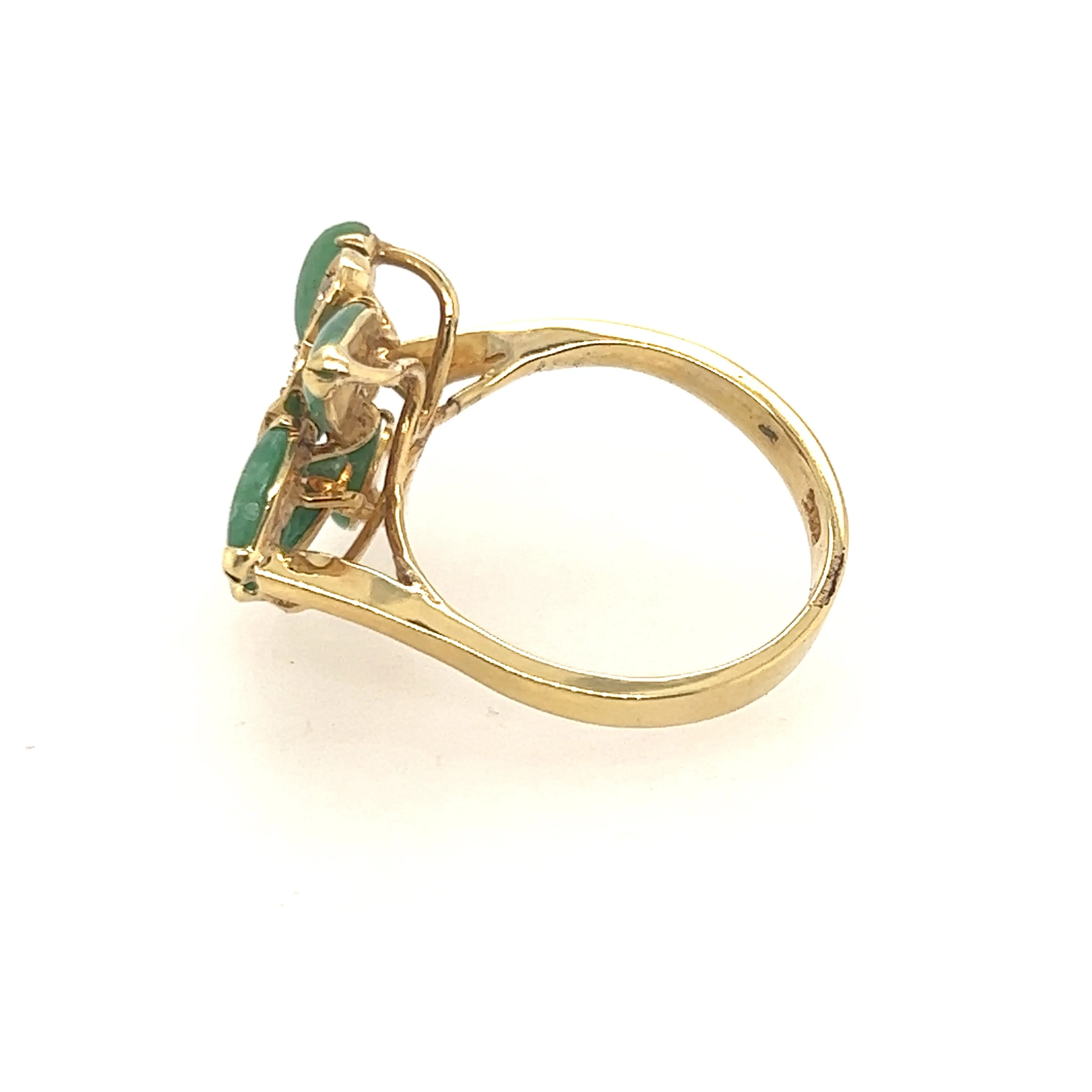 Jade & Diamond 14ct Yellow Gold Dress Ring