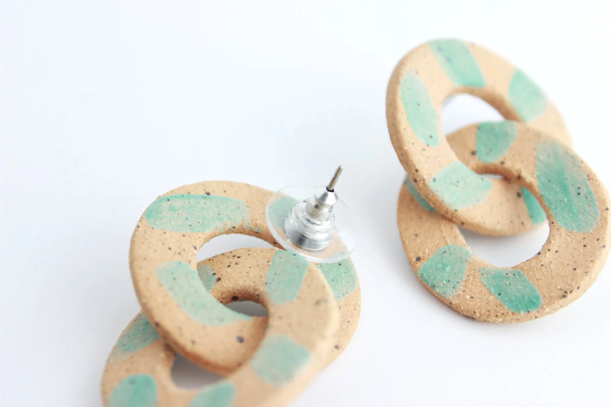 Jade Green Abstract Link Earrings