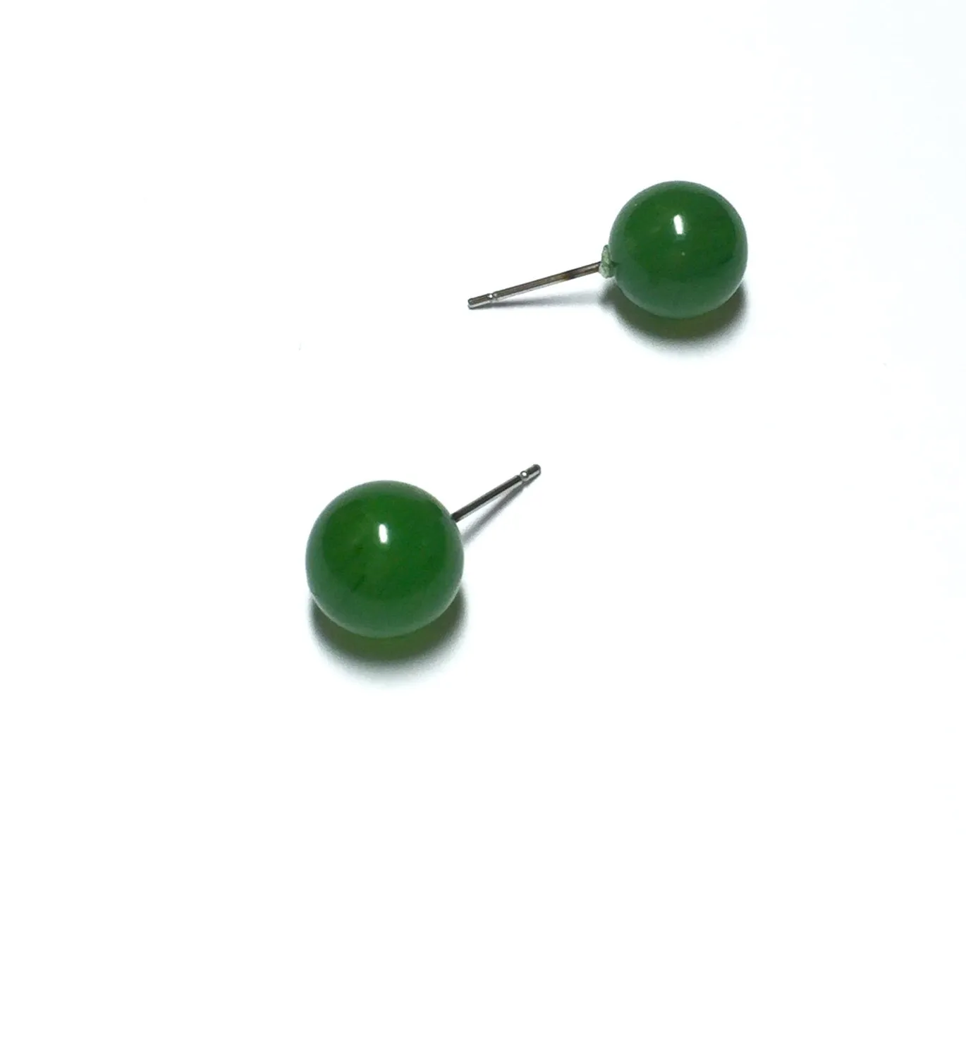 Jade Green Marbled Ball Stud Earrings