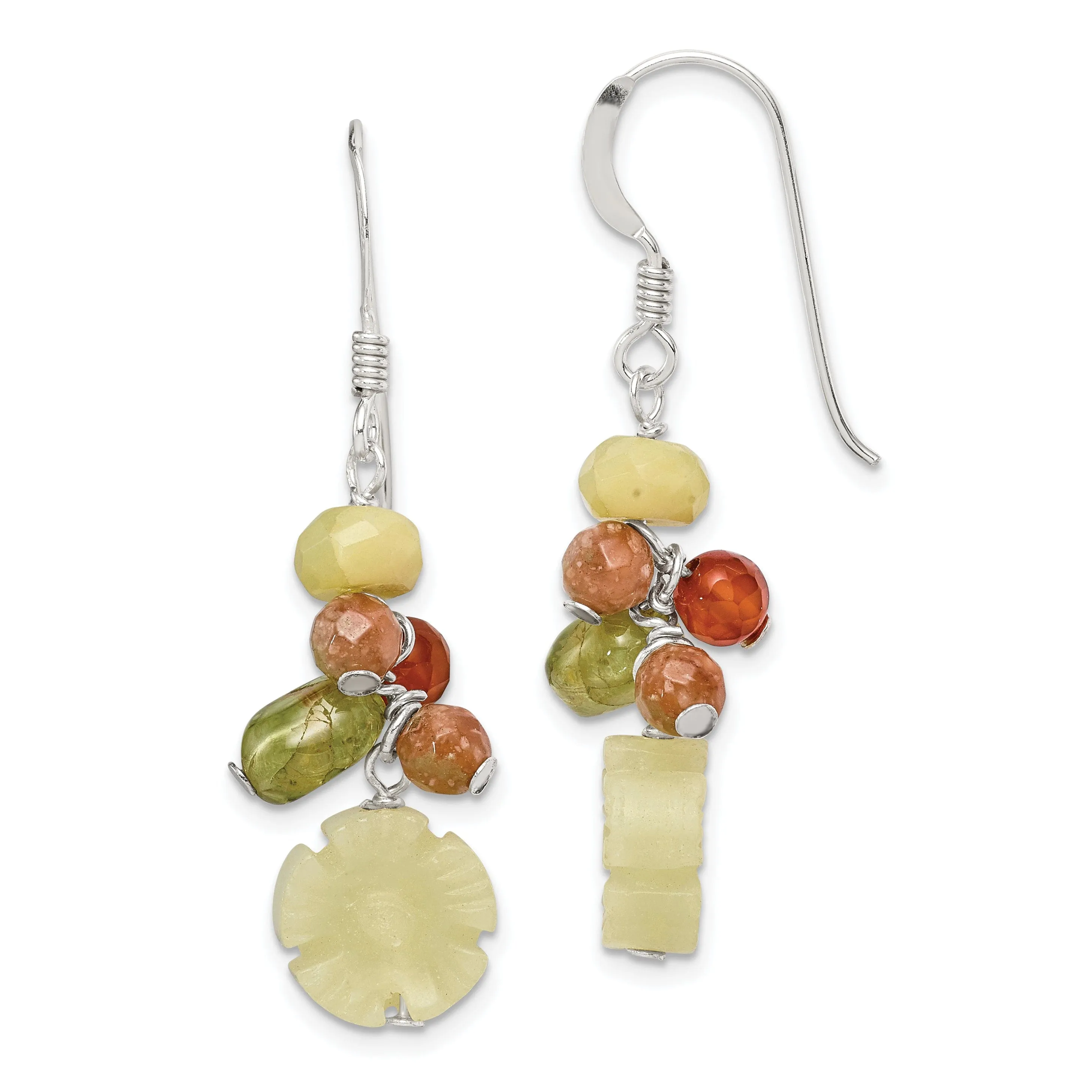 Jade Peridot Aventurine Carnelian Earrings