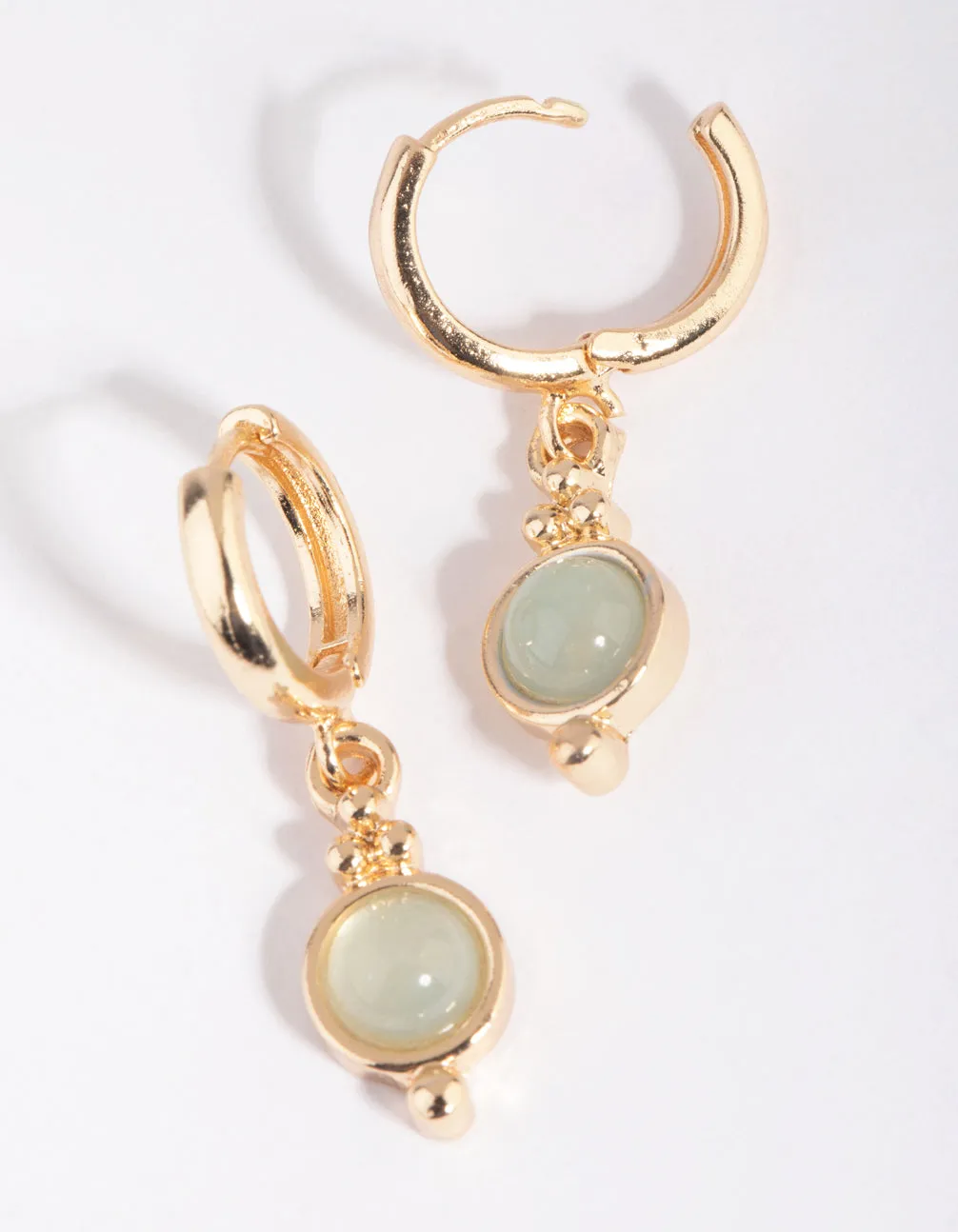 Jade Semi-Precious Huggie Hoop Earrings