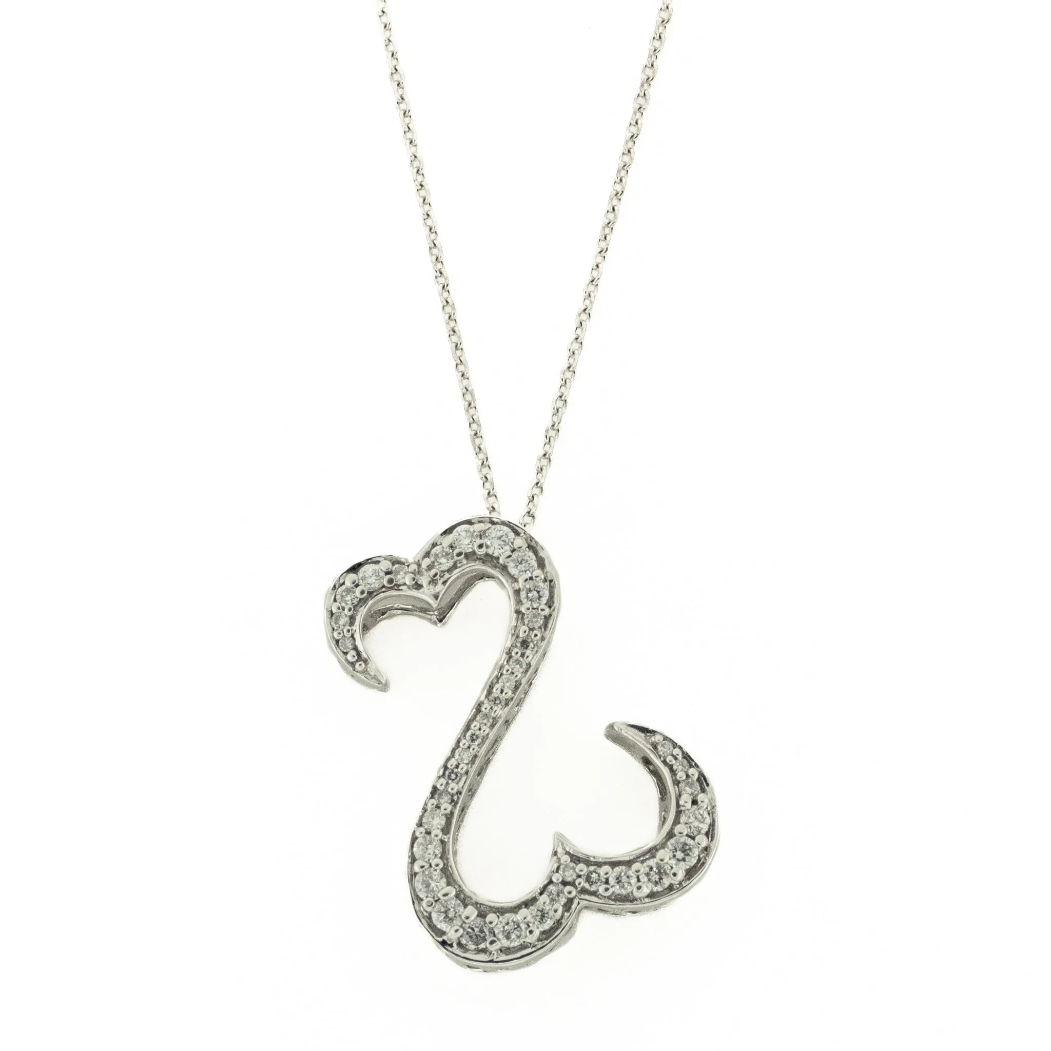 Jane Seymour Open Hearts Diamond Pendant & Chain Necklace in 14K White Gold