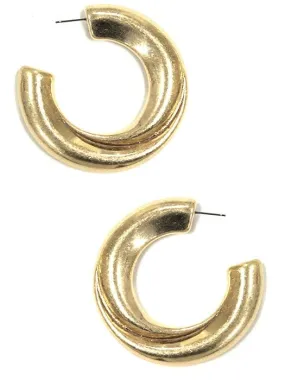 KE9027 C Shape Twist Hoop Earrings