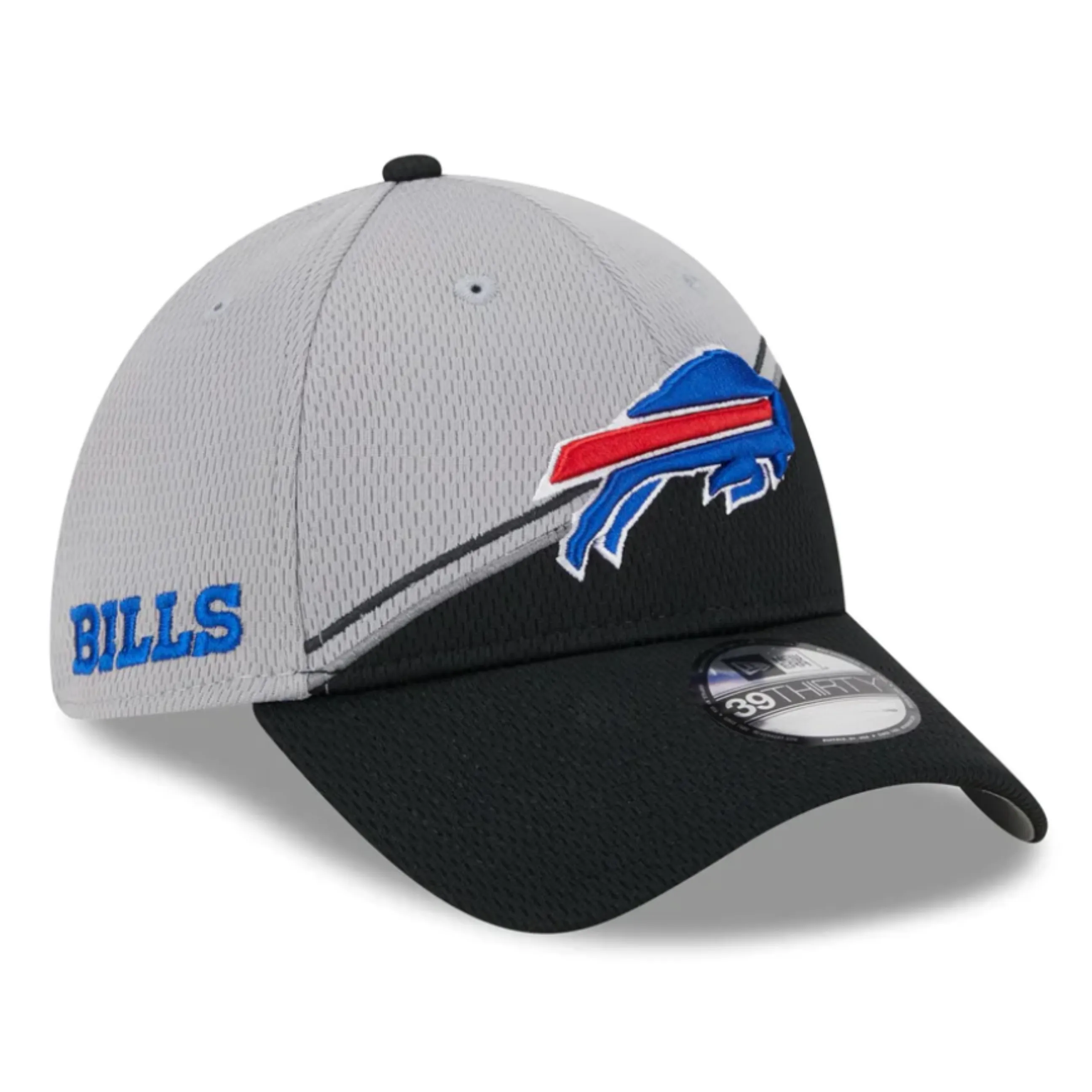 Kids New Era Bills Gray/Black 2023 Sideline 39THIRTY Hat