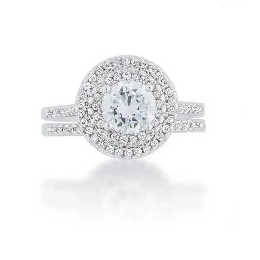 Kleta 1ct Round Halo Engagement Ring Set | 2.3ct