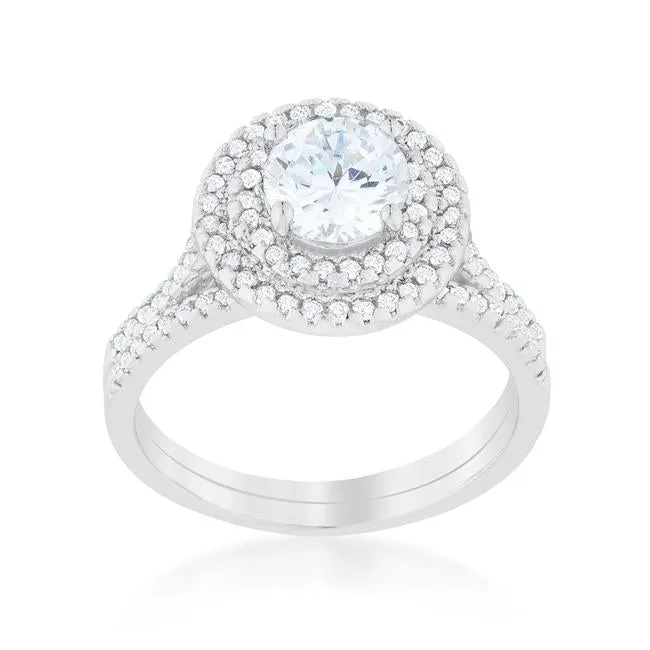 Kleta 1ct Round Halo Engagement Ring Set | 2.3ct