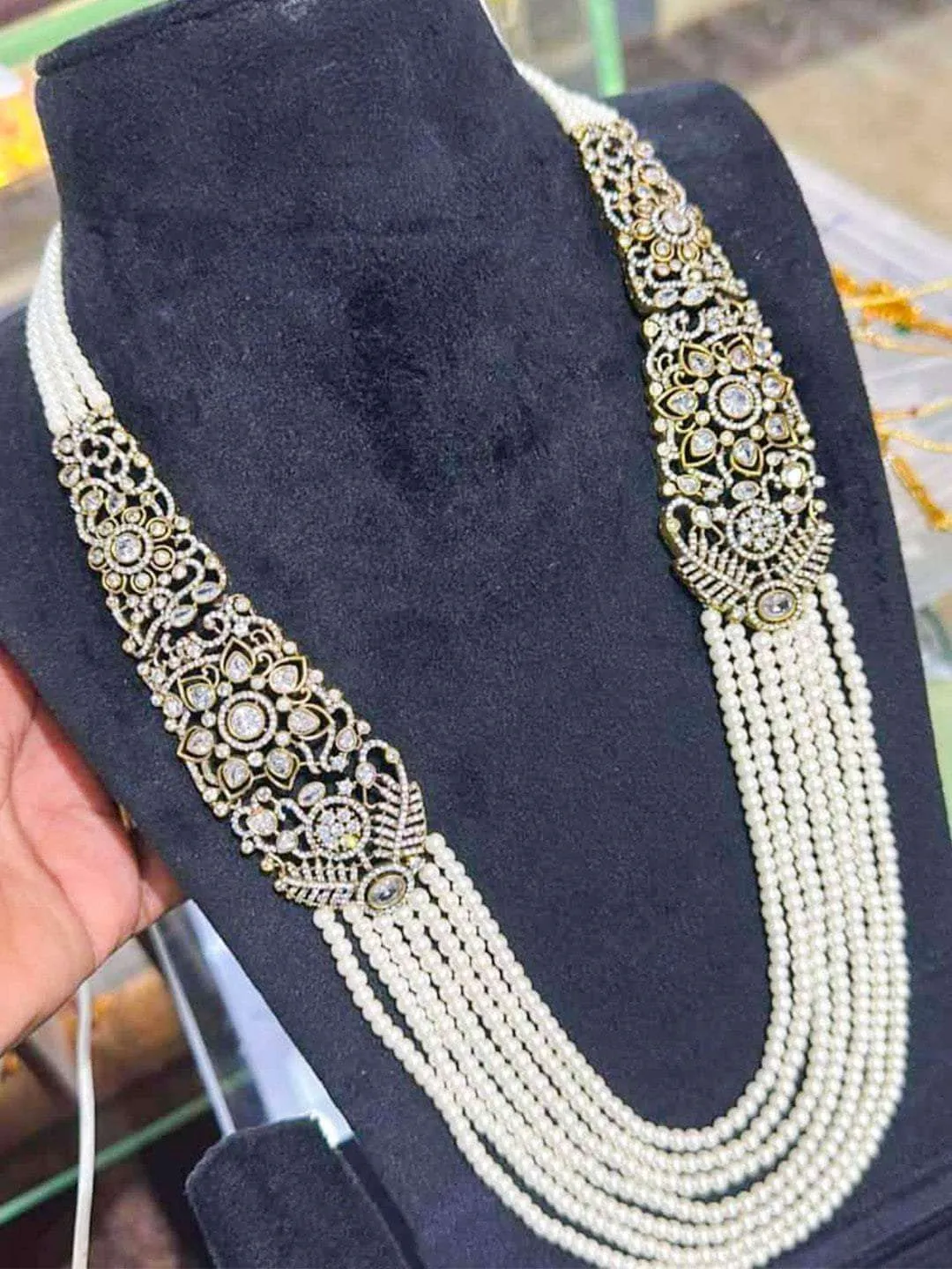 Kundan Long Beeded Necklace Set