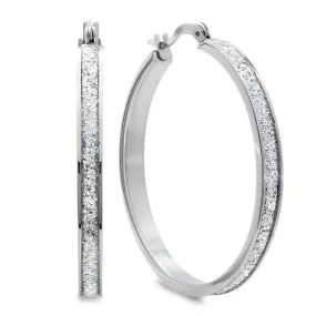 Ladies Stainless Steel Glitter Hoop Earrings