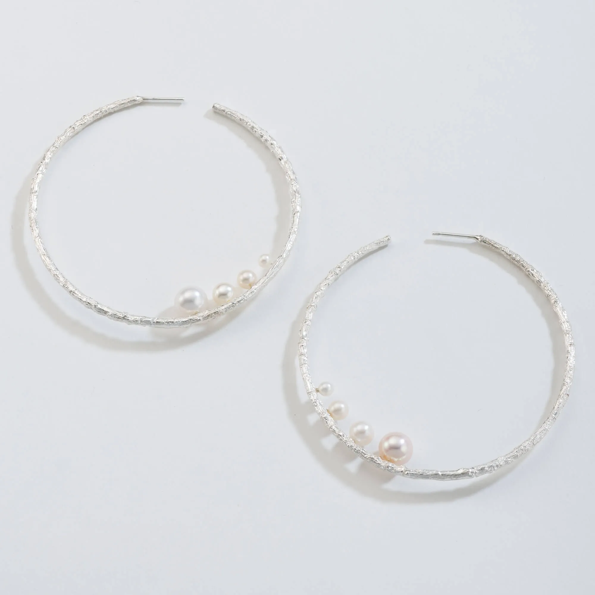 Large open hoops with pearls - earrings - silver 925