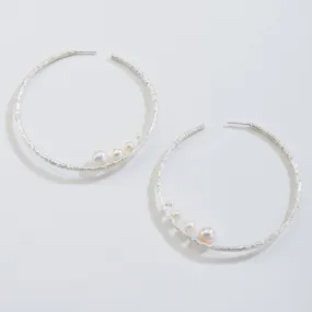 Large open hoops with pearls - earrings - silver 925