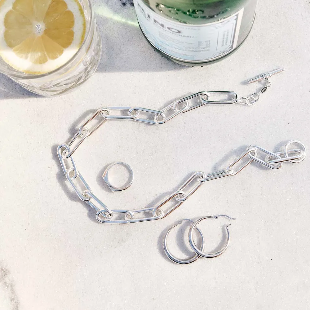 Large Paperclip Toggle Necklace in Silver