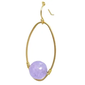 Lavender Jade Matte Gold Oval Gold Wrap Earrings