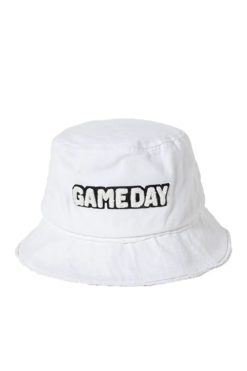 LBU2935 - Game day Chenille Patch Distressed Cotton Bucket hat