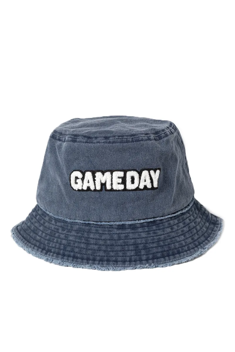 LBU2935 - Game day Chenille Patch Distressed Cotton Bucket hat