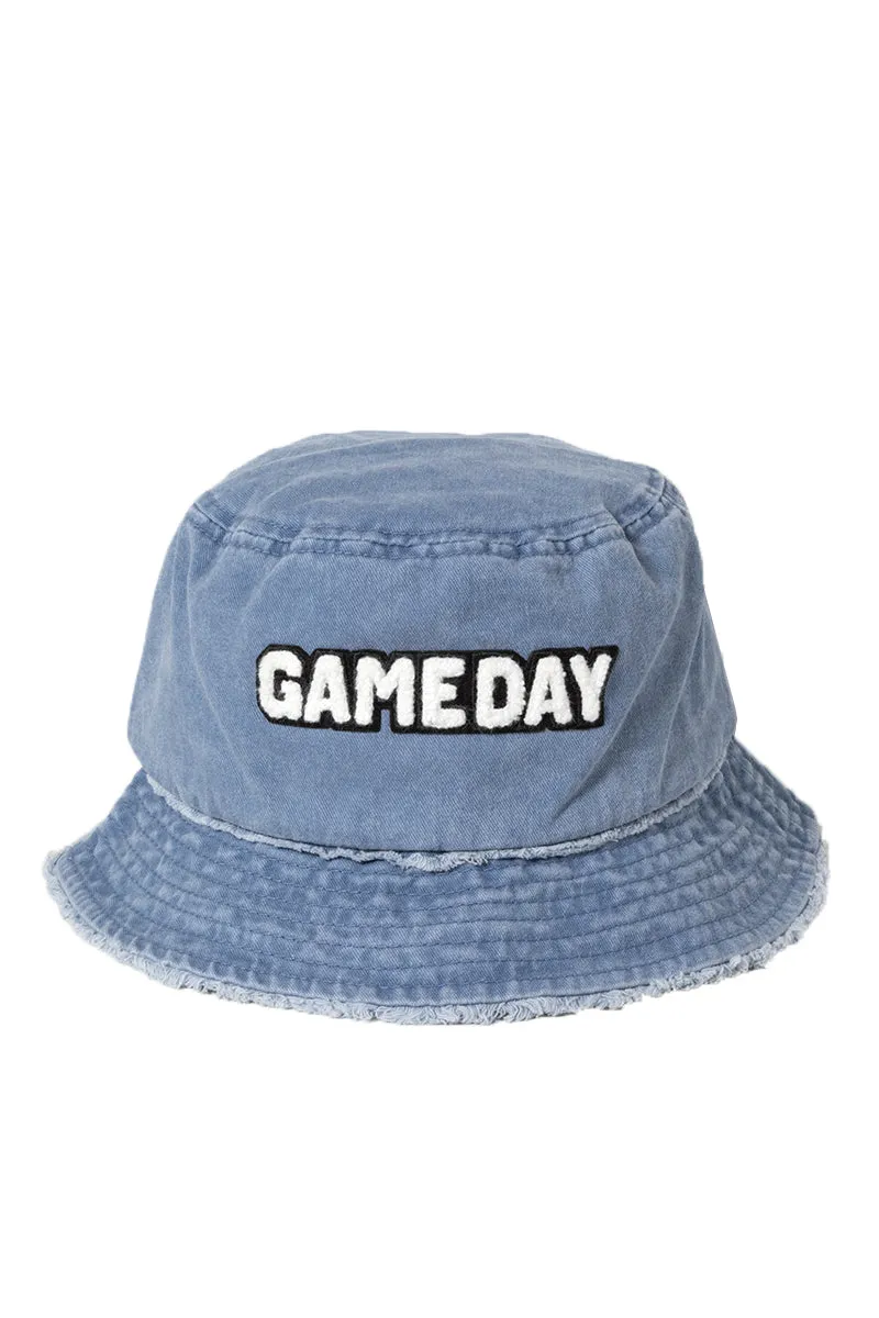 LBU2935 - Game day Chenille Patch Distressed Cotton Bucket hat