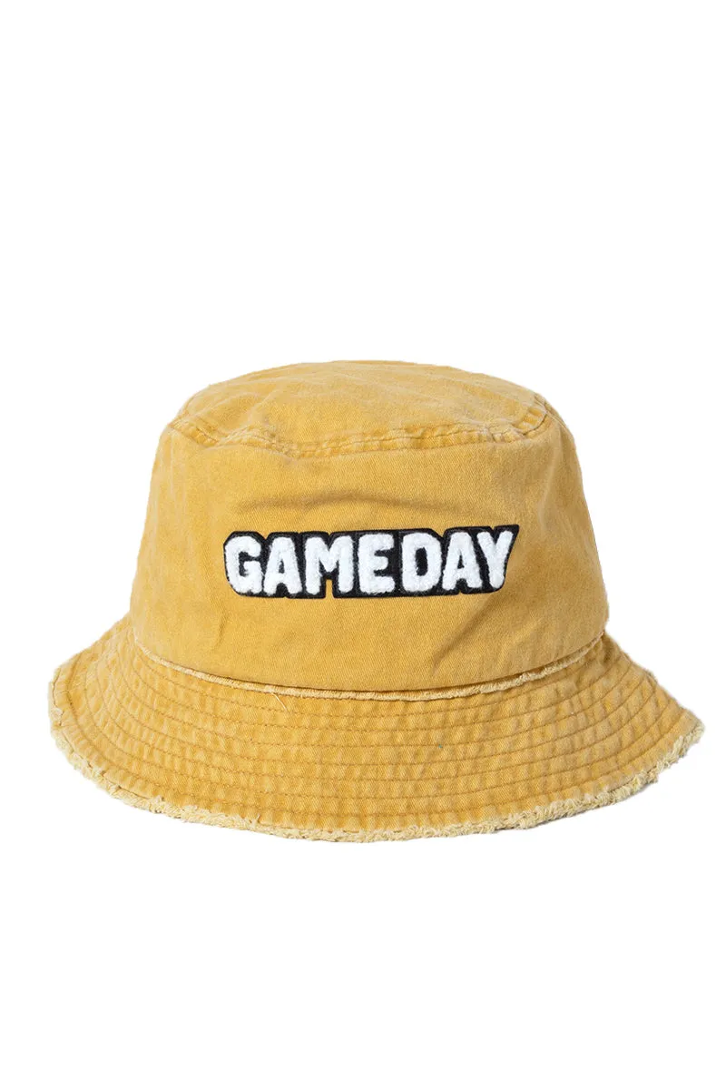 LBU2935 - Game day Chenille Patch Distressed Cotton Bucket hat