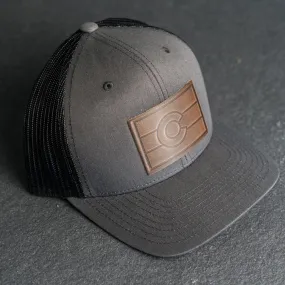 Leather Patch Trucker Style Hat - Colorado Flag Stamp