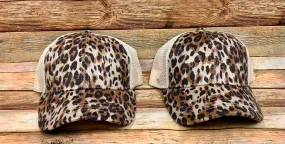 Leopard Pony Tail Baseball Cap