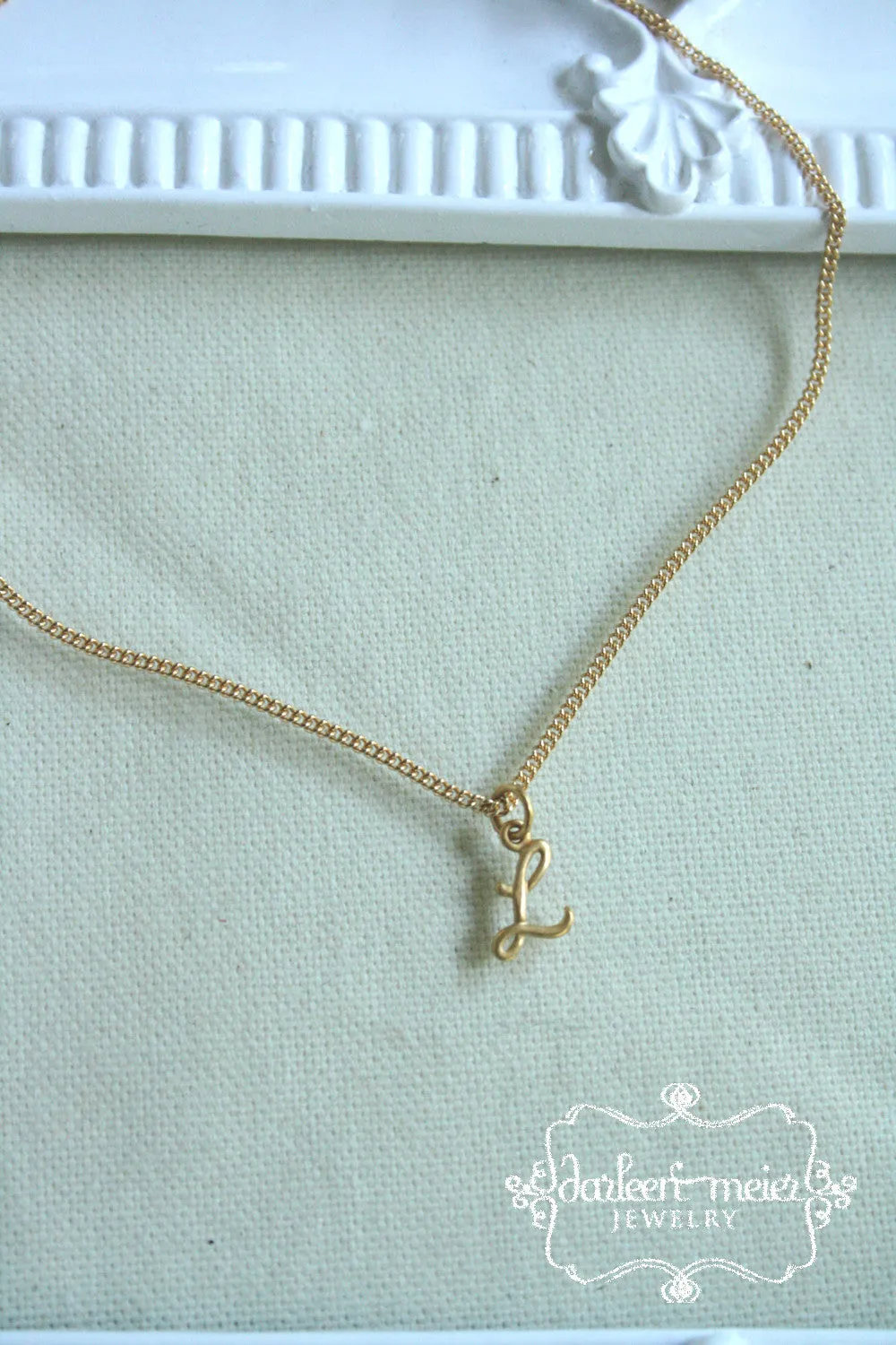 Letter charm necklace script cursive Initial Personalized Necklace