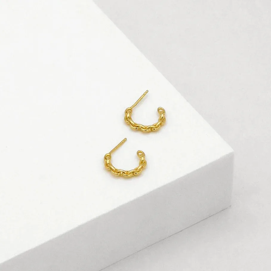 Linda Tahija Chain Hoop Earrings, Gold or Silver