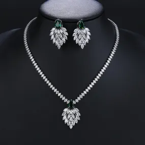 Luxury Cubic Zirconia Green Blue Color Bridal Jewelry Sets for Wedding Collection Banquet Costume Accessories CN10641