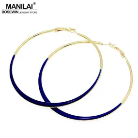 MANILAI Fashion Jewelry 75mm Diameter oil-spot glaze Big Hoop Earrings 4 Neon Colors Indian Costume Jewellery pendientes de aro