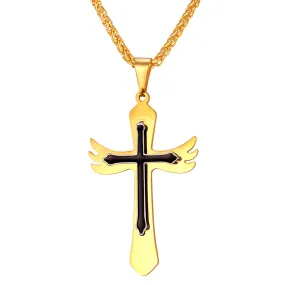 Men's Christian Necklace <br> Angel Cross