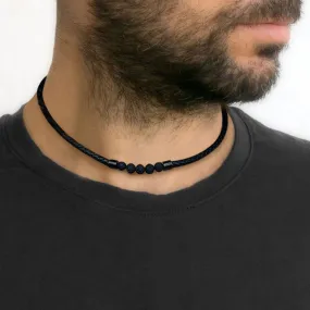 Men's Woven Leather Collar Necklace Boho Hippie Surf Cool