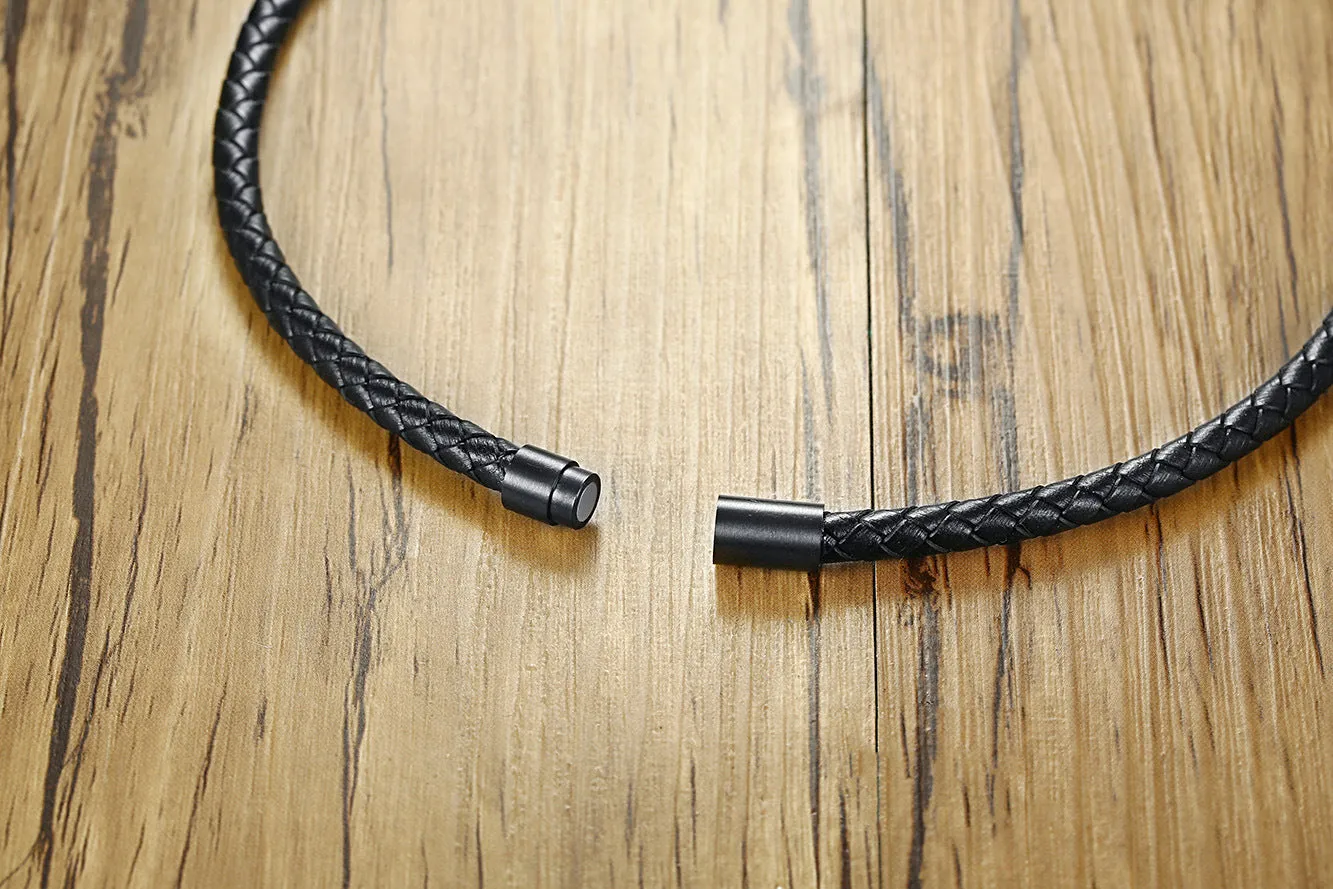 Men's Woven Leather Collar Necklace Boho Hippie Surf Cool