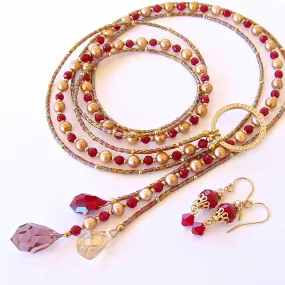 Merry Moon: Red and Gold Necklace