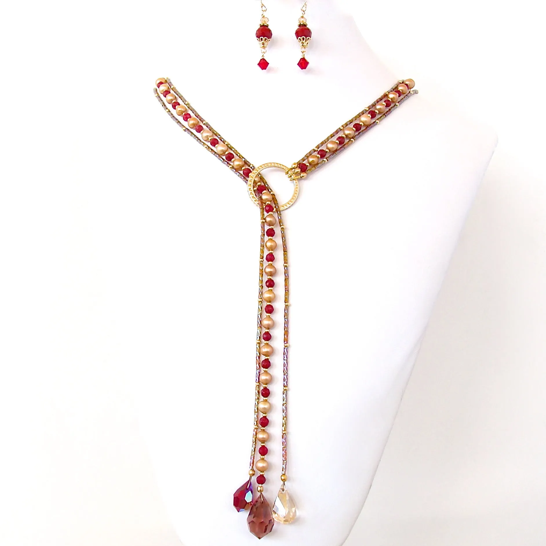 Merry Moon: Red and Gold Necklace