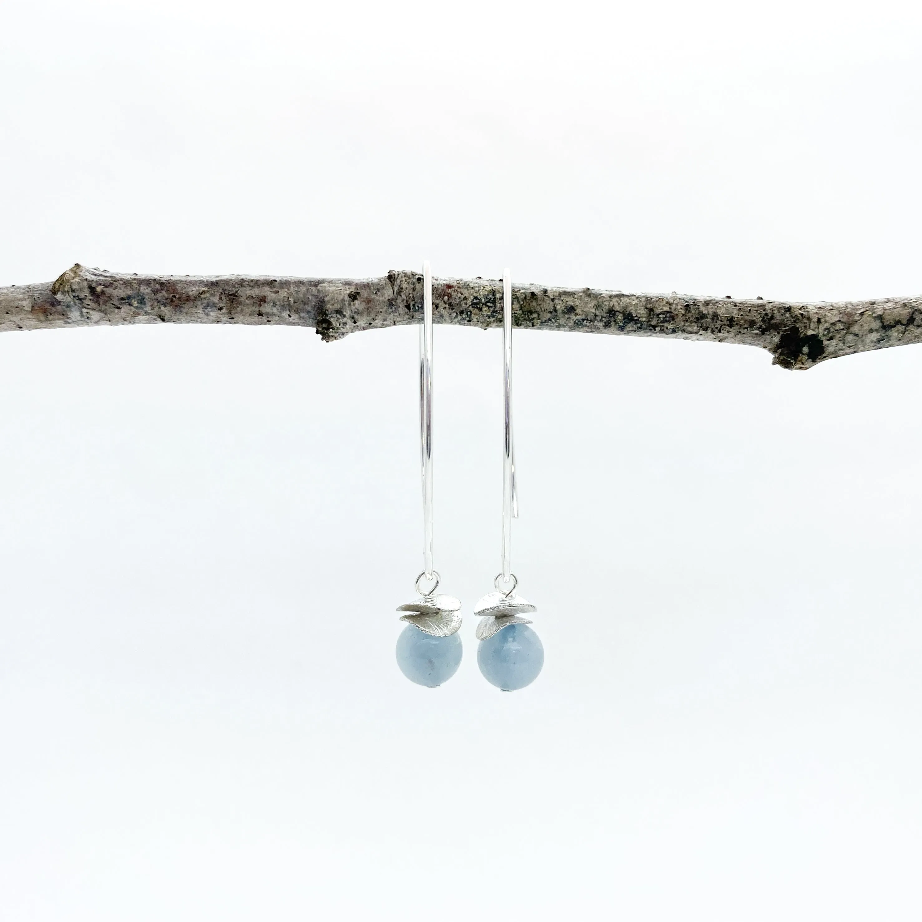 Mini Aquamarine Acorn Earrings