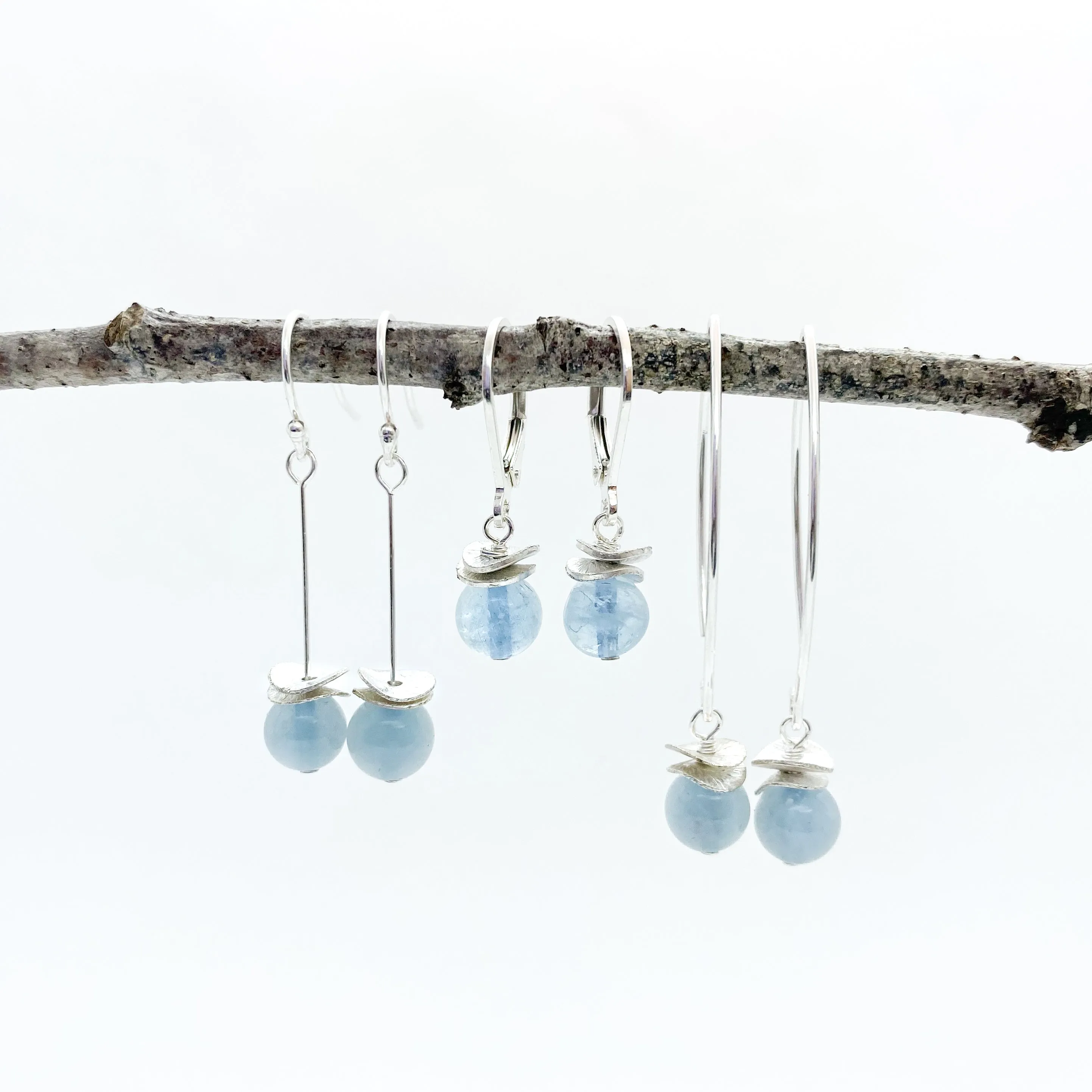 Mini Aquamarine Acorn Earrings