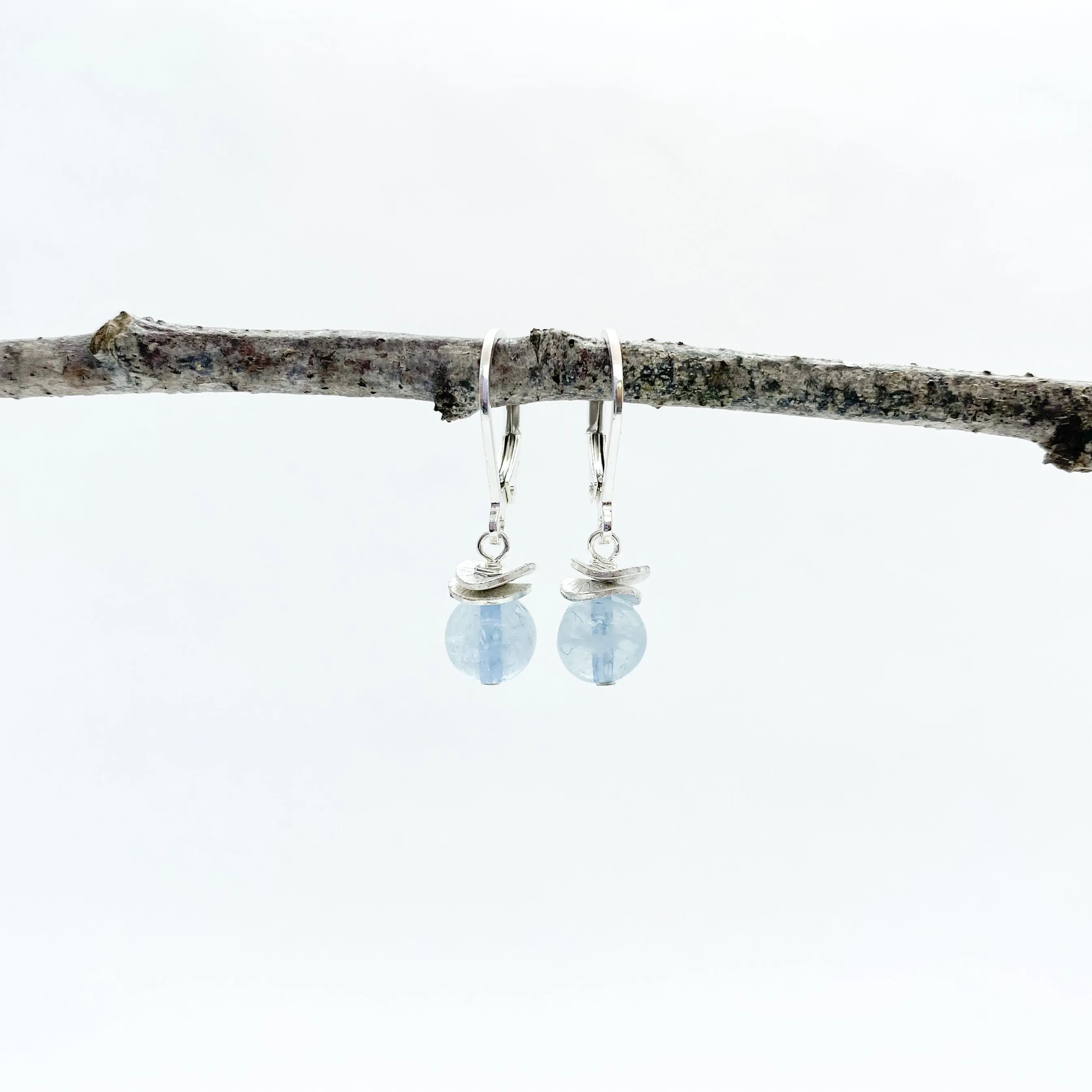 Mini Aquamarine Acorn Earrings