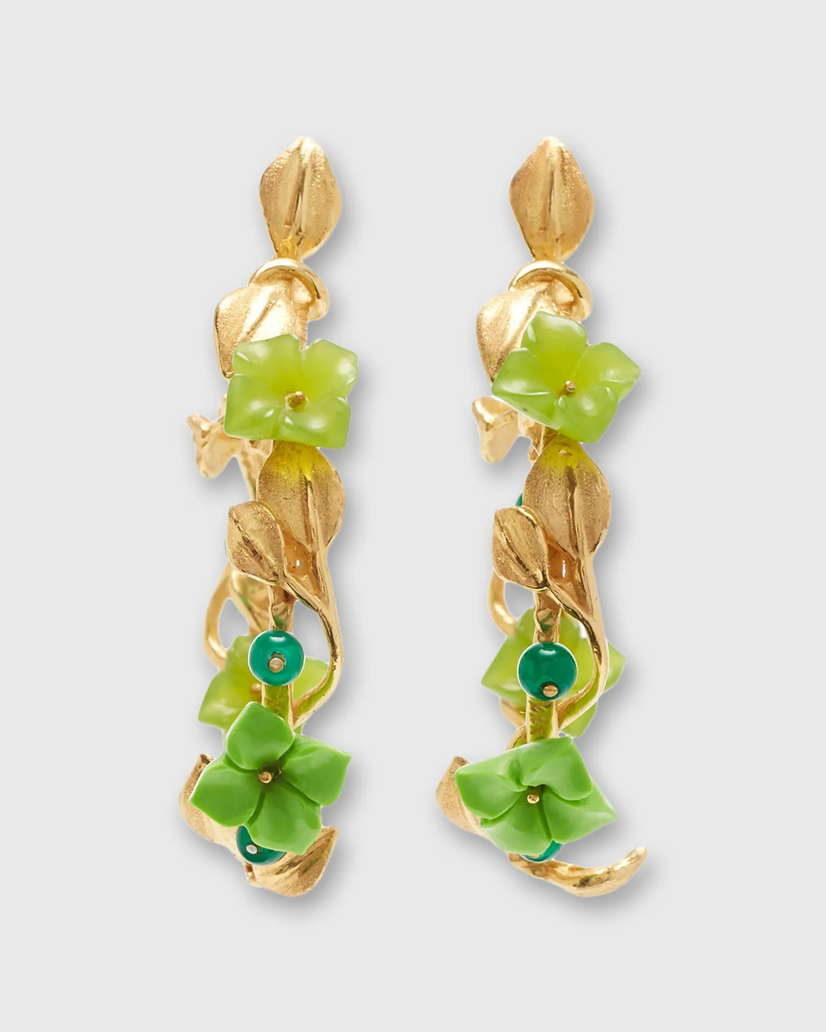 Mini Flower Whirl Earrings in Gold/Jade/Peridot