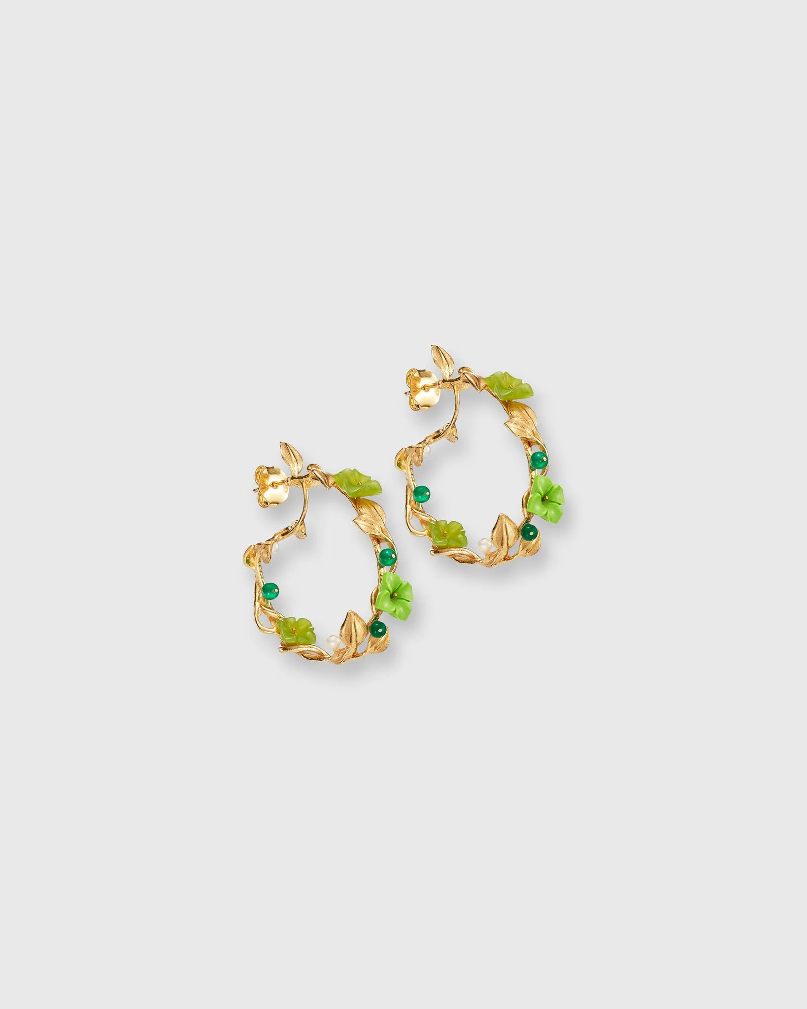 Mini Flower Whirl Earrings in Gold/Jade/Peridot