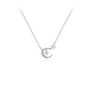 Moon  & Star Cubic Zirconia Necklace