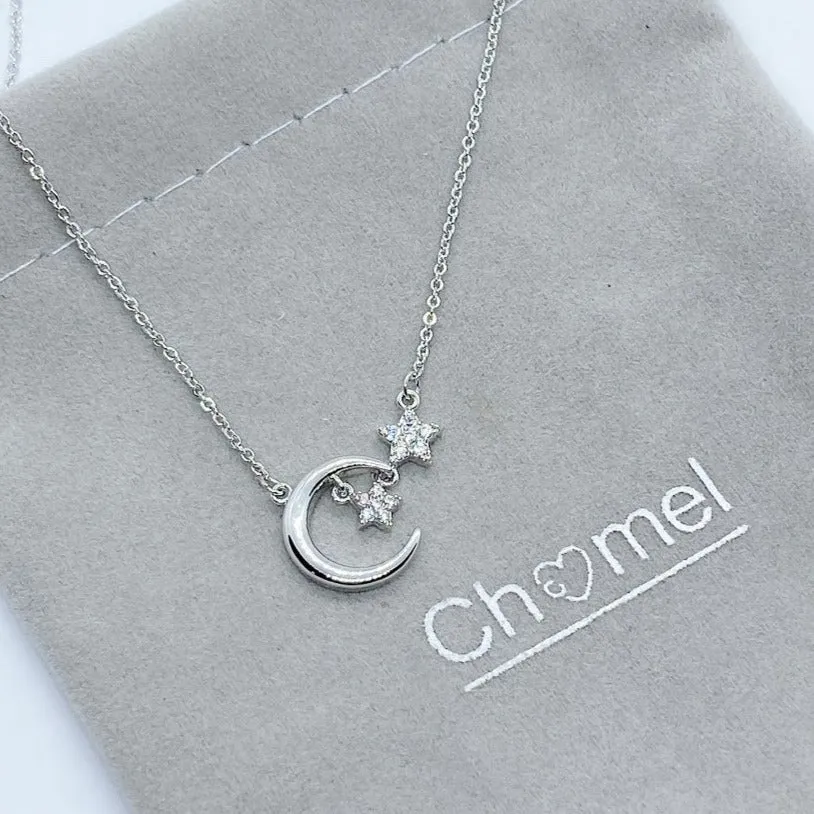 Moon  & Star Cubic Zirconia Necklace