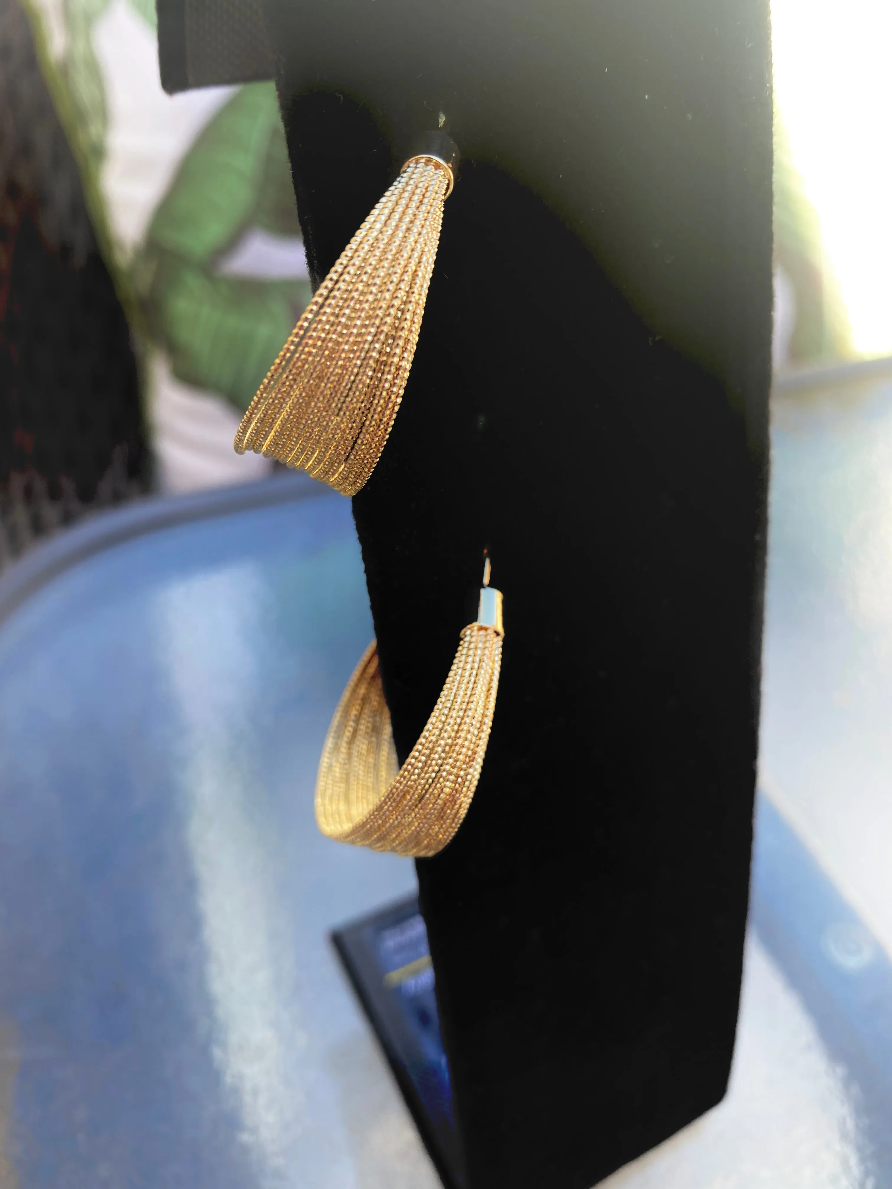 Multi-Strand Wire Hoop Earrings (Gold and Silver)