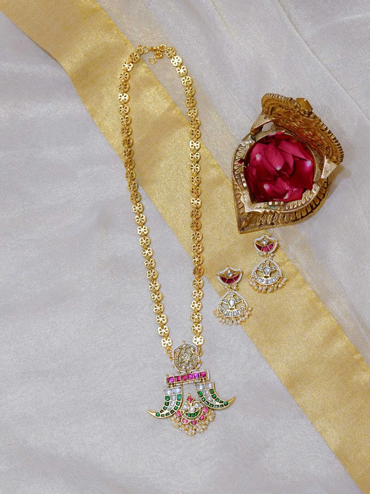 Multicolor Gold Plated Mishr Necklace Set - MR-S568M